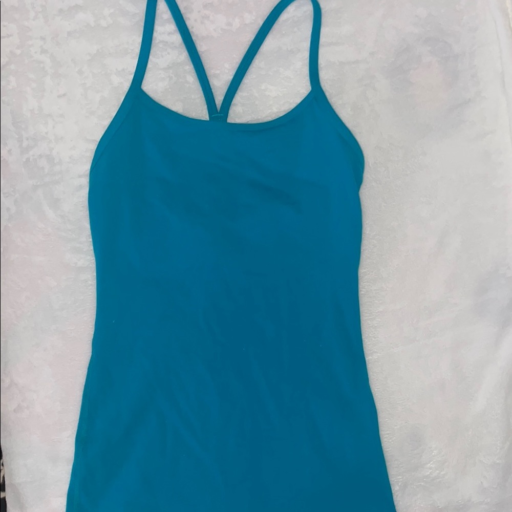 lululemon athletica Blue Fitted Tank Top with Scoop Neck and Backless Design